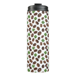Garrafa Térmica Grãos de Café Irlandês e Trevos Design Divertido