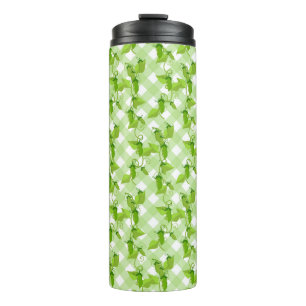 Garrafa Térmica Green Peas Plants Leaves Plaid Vegetable Foods