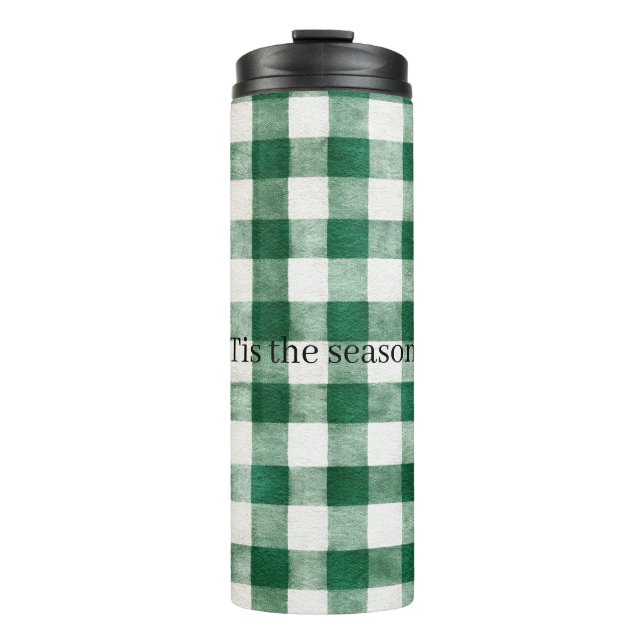 Garrafa Térmica Green Plaid Stripes Christmas (Frente)
