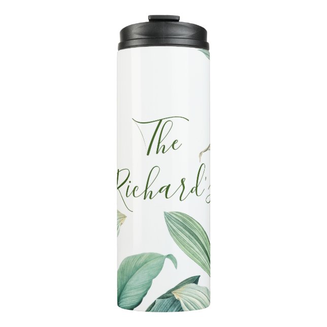 Garrafa Térmica Green Tropical Deixa Monograma Nome (Frente)