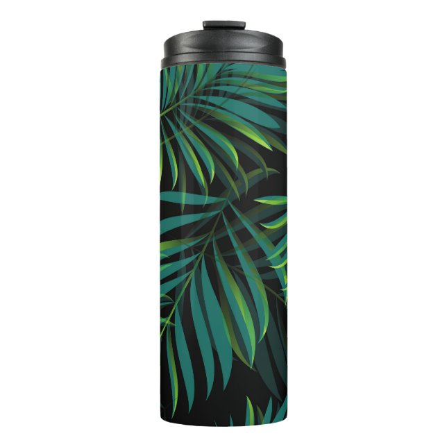 Garrafa Térmica Green tropical palm leaves. Seamless pattern graph (Frente)