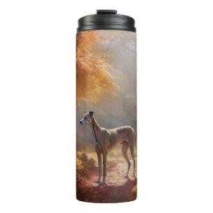 Garrafa Térmica Greyhound nas Folhas de Outono Caem Inspirar