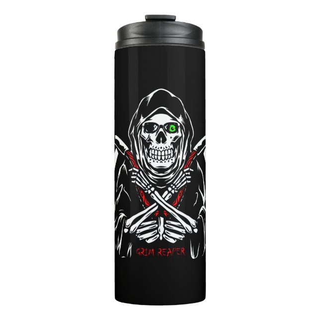Garrafa Térmica Grim Reaper Scythe Death Skeleton Bones Halloween (Frente)