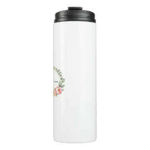 Garrafa Térmica Grinalda Personalizada de Aquarela Floral Rosa Ele