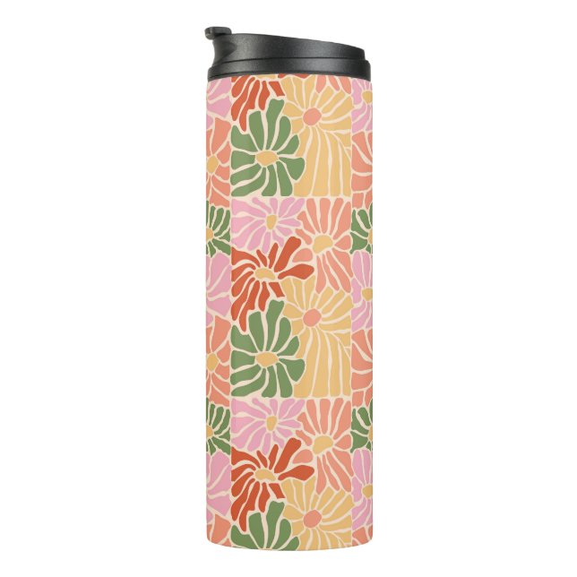 Garrafa Térmica Groovy Retro Floral  (Rotação à direita)