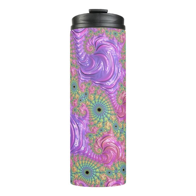 Garrafa Térmica Groovy Trippy Boho Jewel Tone Rainbow Fractal (Frente)