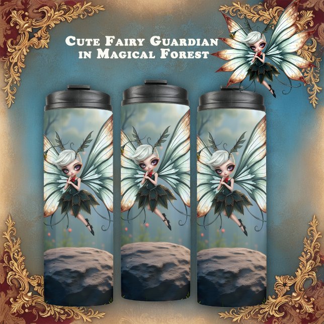 Garrafa Térmica Guardiã Fada Fofa na Floresta Mágica (Criador carregado)
