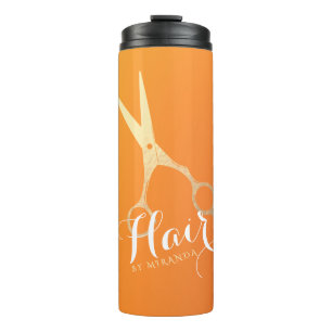 Garrafa Térmica Hairstylist Makeup Salon Chic Orange Tesoura Doura