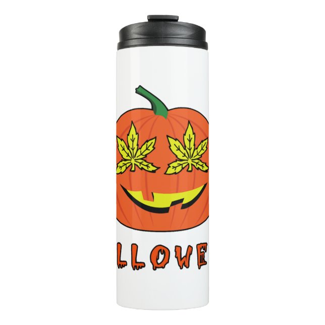 Garrafa Térmica Halloweed Engraçado Hippie Pumpkin Halloween (Frente)