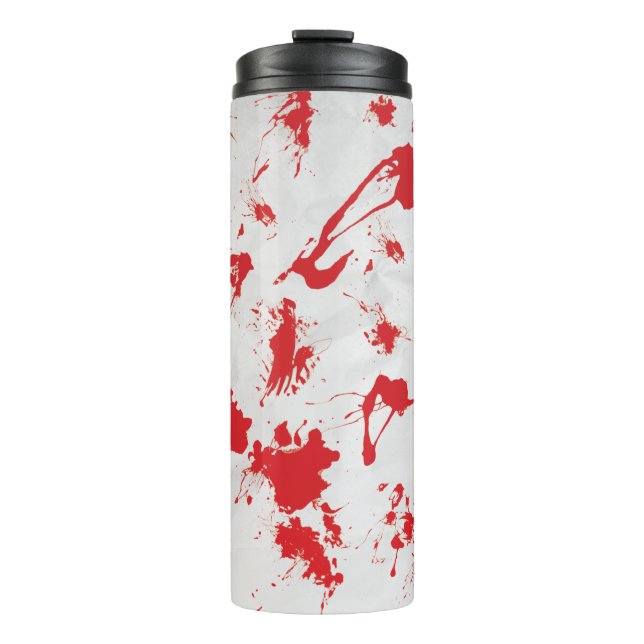 Garrafa Térmica Halloween Assustador Splatter Vermelho Branco (Frente)