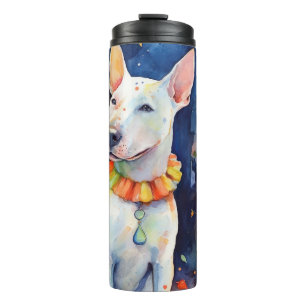 Garrafa Térmica Halloween Bull Terrier Com Pumpkins Assustado