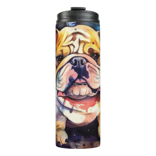 Garrafa Térmica Halloween Bulldog Com Pumpkins Assustado