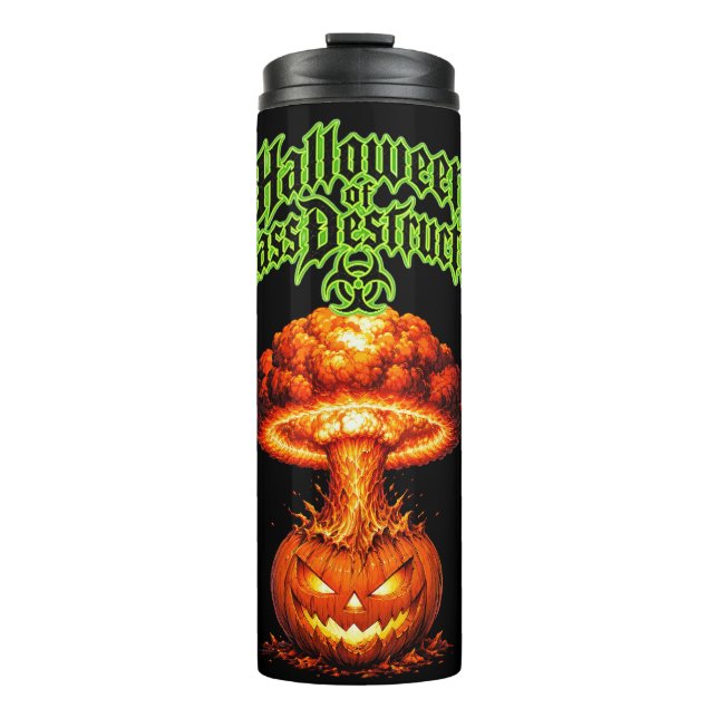 Garrafa Térmica Halloween de Destruição Nuclear Abóbora-Lanterna (Frente)