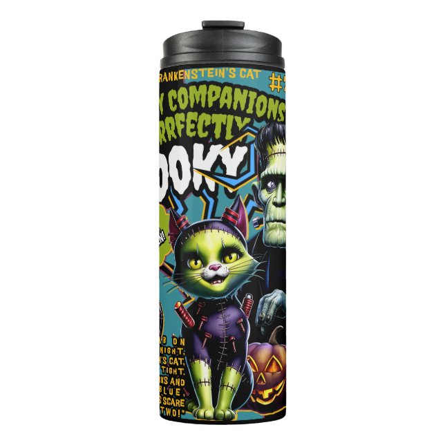 GARRAFA TÉRMICA  HALLOWEEN O GATO DE FRANKENSTEIN (Frente)