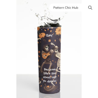 Garrafa Térmica Halloween Personalizar Texto Engraçado Dança de Es