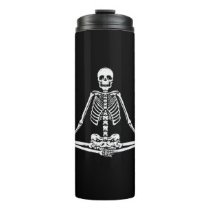 Garrafa Térmica Halloween Skeleton Lotus Yoga Balance Aniversário