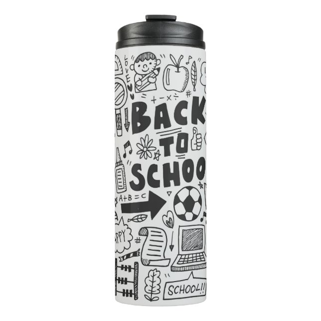 Garrafa Térmica hand draw doodle school element (Frente)