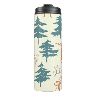 Garrafa Térmica Hand drawn winter seamless pattern with deer and p