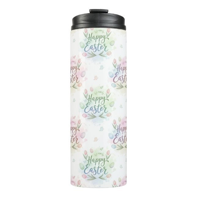 Garrafa Térmica Hand-Lettered Happy Easter Watercolor (Frente)