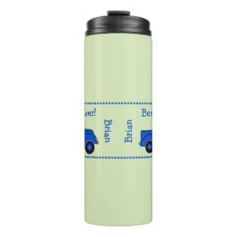 Garrafa Térmica Handpainted Vintage Blue Truck NAME Dad Birthday