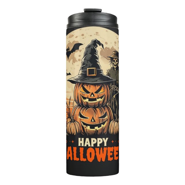 Garrafa Térmica Happy Halloween Scarecrow Pumpkin Thermal Tumbler (Frente)