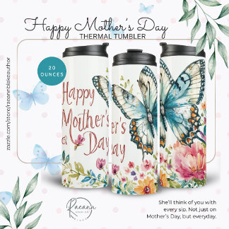 Garrafa Térmica Happy Mother's Day Butterflies & Flowers