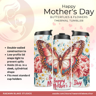 Garrafa Térmica Happy Mother's Day Butterflies & Flowers