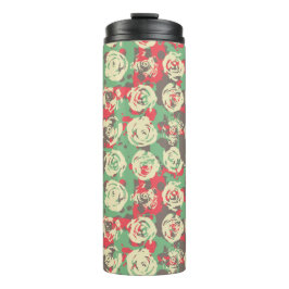 Garrafa Térmica Harmonia de Tinta e Rosas - Padrão sem costura