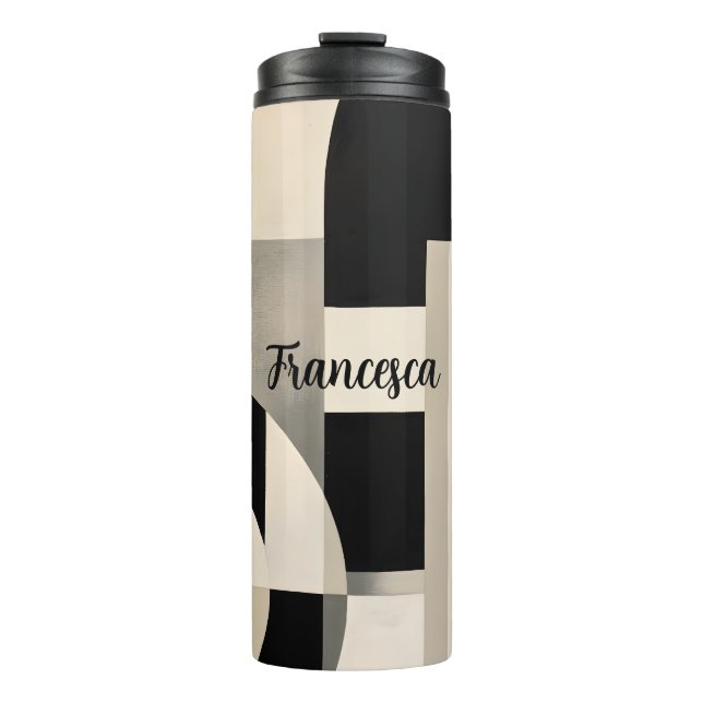 Garrafa Térmica Harmonia em Sombras: Composição de Abstrato de B & (Frente)