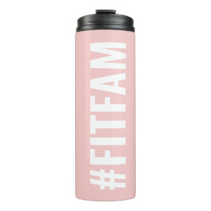 Garrafa Térmica Hashtag Ajustado Fam Cor-de-rosa branco Slogan mod