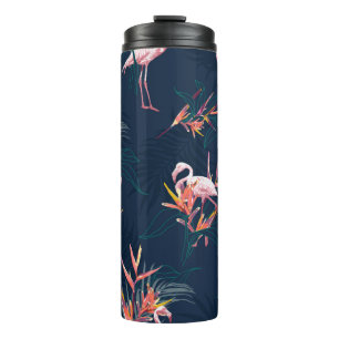 Garrafa Térmica Hawaii Tropical Flamingo com Pássaro do Paraíso 