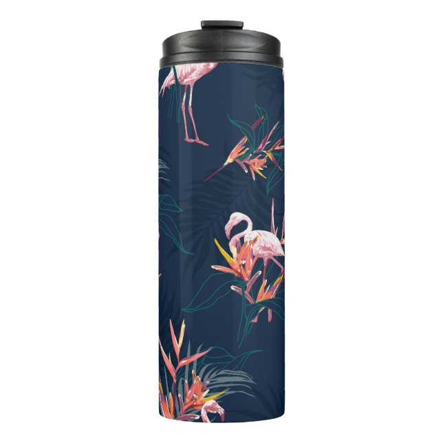 Garrafa Térmica Hawaii Tropical Flamingo com Pássaro do Paraíso Fl (Frente)