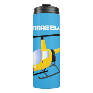 Garrafa Térmica Helicóptero de desenho animado amarelo