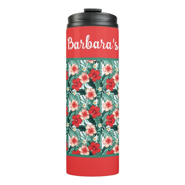 Garrafa Térmica Hibisco Florido Personalizado (Frente)