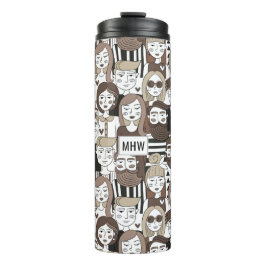 Garrafa Térmica Hipster Padrão monograma personalizado tumbler
