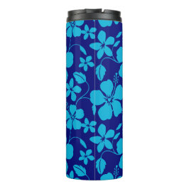 GARRAFA TÉRMICA  HULA HAWAIANA (HIBÍSCO) AZUL ESCURO/CLARO