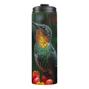 Garrafa Térmica Hummingbird Emperrado na Flor Brilhante