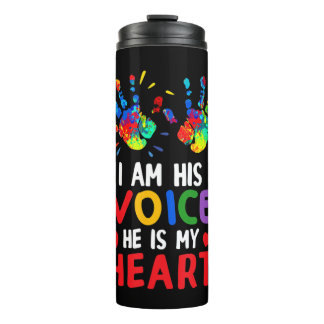 Garrafa Térmica I Am His Voice He Is My Heart Autism Awareness T-S