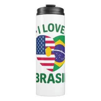 Garrafa Térmica I Love Brasil USA Flag Heart