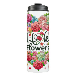 Garrafa Térmica I Love Flowers" Colorful Heart-shaped Floral