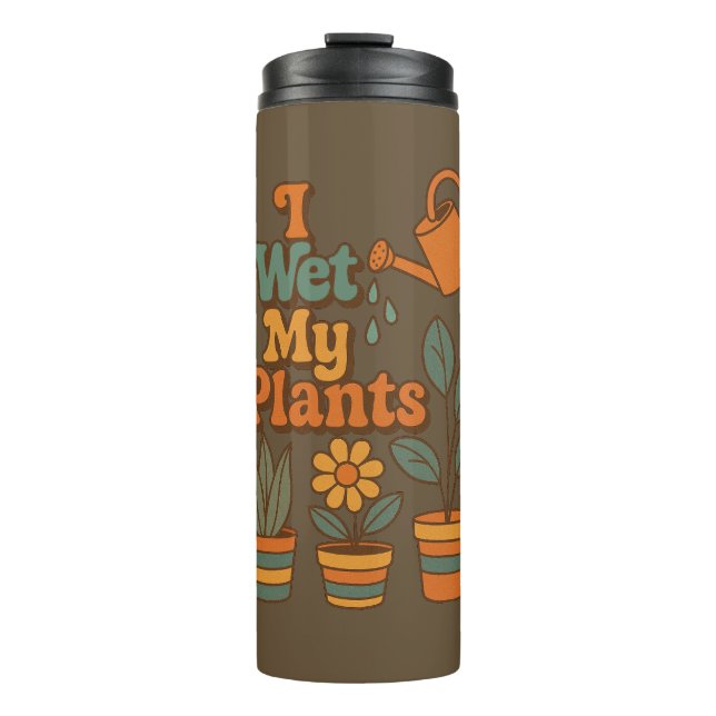 Garrafa Térmica I Wet My Plants – Retro 70s Stripes (Frente)