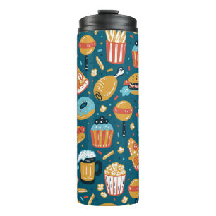 Garrafa Térmica Ícones de Comida Rápida: Portas de Vintage