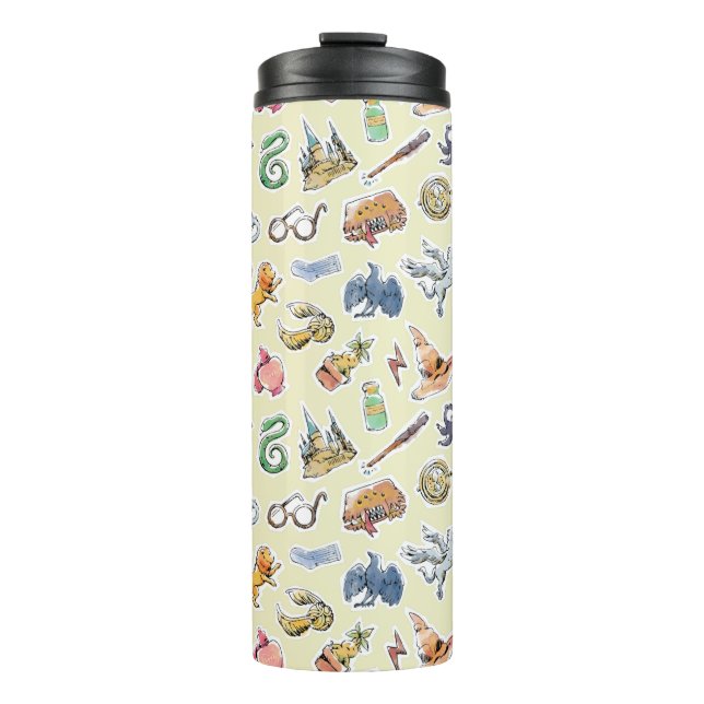 Garrafa Térmica Ícones do Harry Potter da Watercolor (Frente)