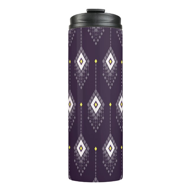 Garrafa Térmica Ikat Chandelier Pattern: Vintage Textile Design (Frente)