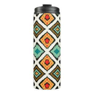 Garrafa Térmica Ikat geométrico, textura tribal folclórica.