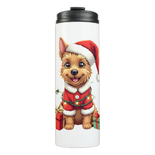 Garrafa Térmica Iluminação Natalina Divertida Cachorro Border Terr