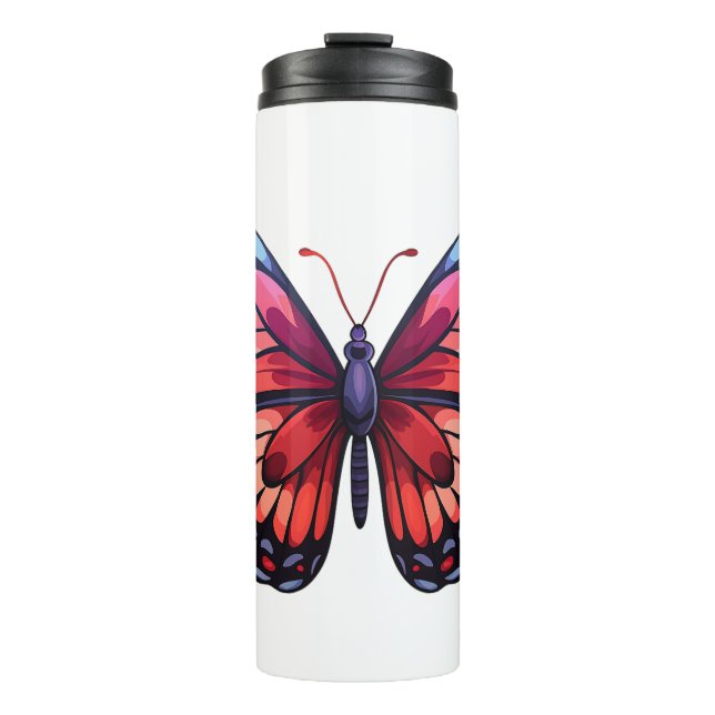 Garrafa Térmica Ilustração da borboleta de desenho animado (Frente)