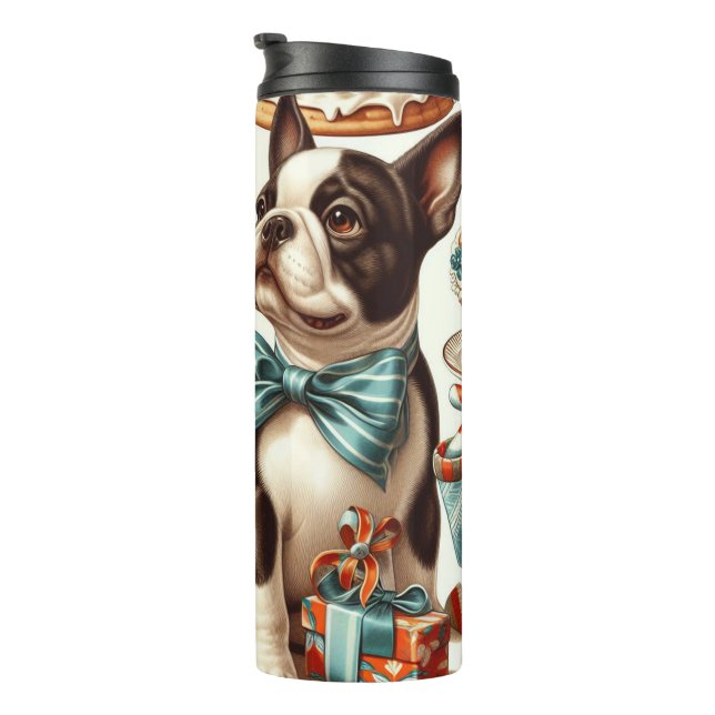 Garrafa Térmica Ilustração da Portadora de Boston Cute (Rotação à direita)