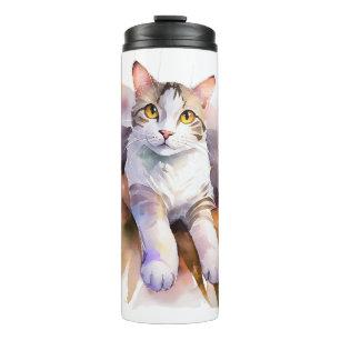 Garrafa Térmica Ilustração de Aquarela Branca Doce