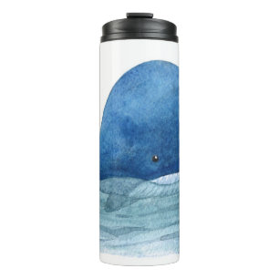 Garrafa Térmica Ilustração de Aquarela de Baleia Azul-Cura